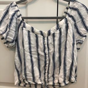 off the shoulder striped crop top